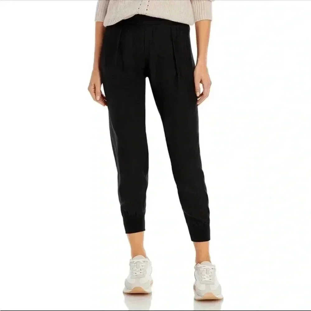 ATM Womens Black Silk Jogger Pants Relaxed Fit 100% Silk Size Small​​